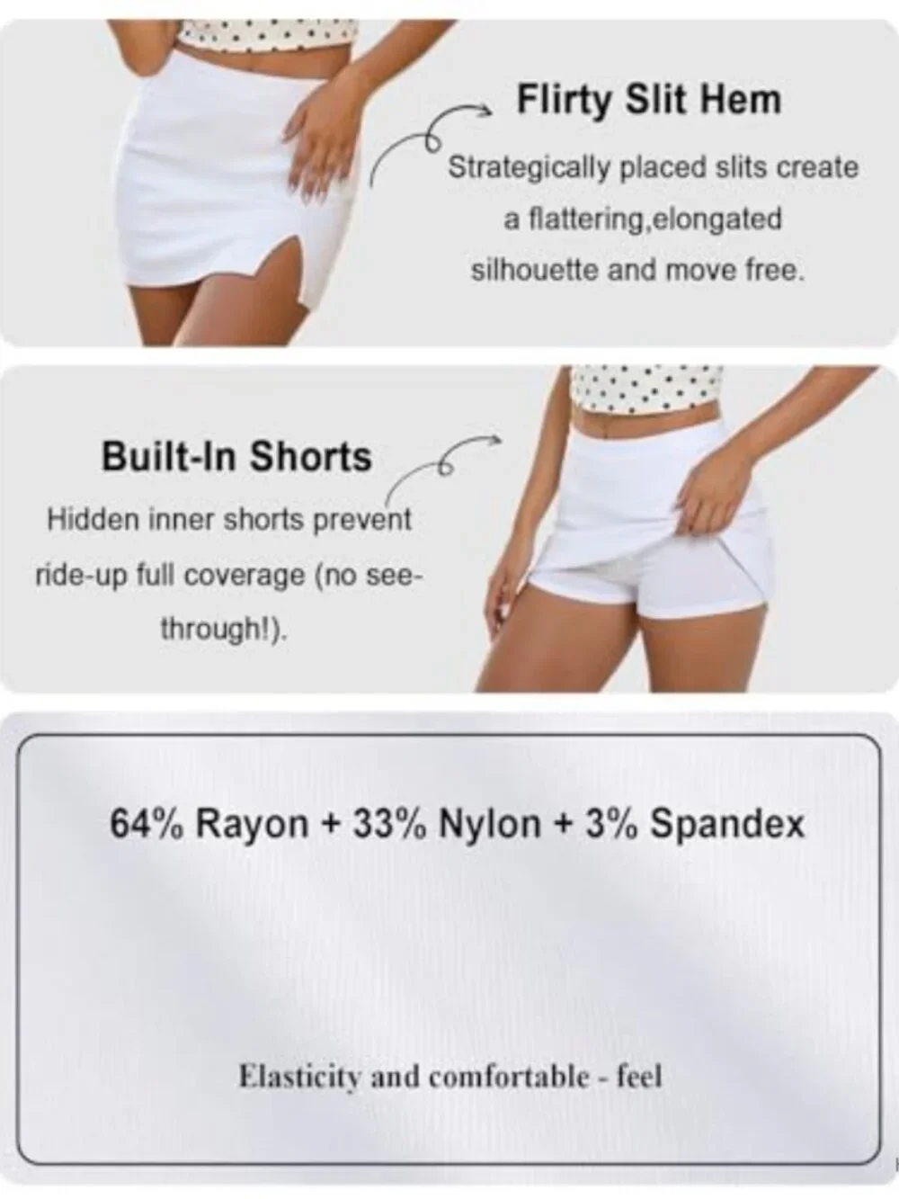 High Waist Sexy Bodycon Mini Skirt with Built-in Shorts